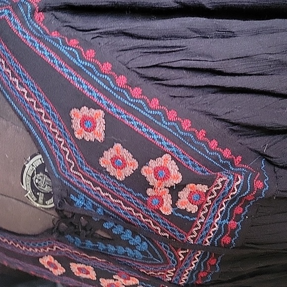 Embroidered Black Boho Top S - Picture 5 of 8